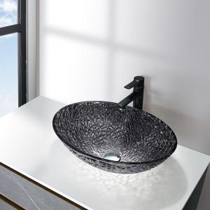 Wholesale Transparent Black Crystal Glass Wash Basin Bowl Diecasting Bathroom Countertop Sinks from china suppliers