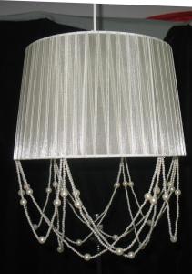 Wholesale Cream Beads Linen Bedside Lamp Shades White Ribbon 350*220MM from china suppliers