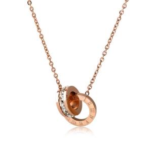 Wholesale Factory Price Stainless Steel Women Jewelry Fashion Diamond Necklace Double Ring Roman Numeral Necklace from china suppliers
