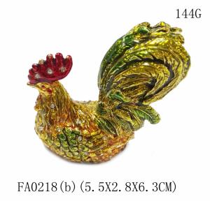 Wholesale Rooster chicken jeweled trinket box with diamond for gift jewelry box from china suppliers