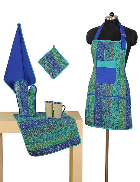Ladies Apron, Adult Apron, Blue Kitchen Apron, Full Cooking Apron, Kitchen Apron