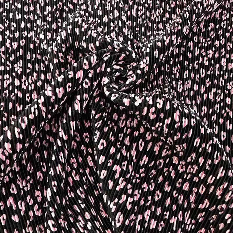 Leopard Pleated Printed Woven Fabrics 150cm