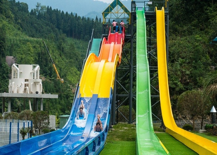 Hotel Resort commercial fiberglass water slides Adult Stimulating High Speed