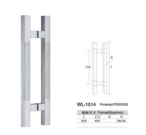 Wholesale WL-1014 H shape square SUS304 Stainless Steel entry door handles set glass door handle L600 satine from china suppliers