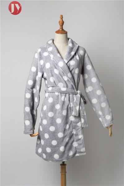Mature Flannel Soft Bathrobe Nightgowns Women Dots Printed Warm Flannel Long
