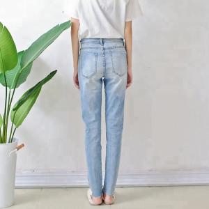 Wholesale Light Blue Casual Women Denim Skinny Jeans Pencil Pants Custom Size from china suppliers