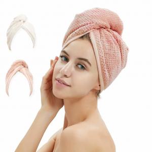 Wholesale Hair Wrap Towel Drying Microfiber Hair Drying Towel with Button Dry Hair Hat Dryer Turban from china suppliers