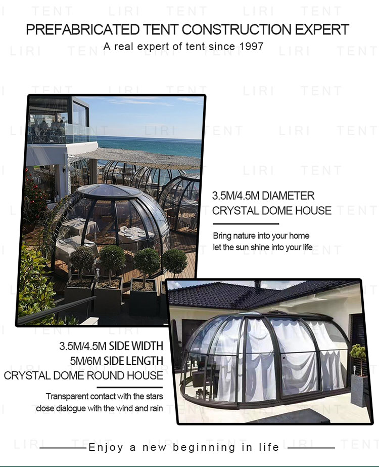 Aluminium Prefab Hotel Polycarbonate Star Glass Dome House Event Party Tents
