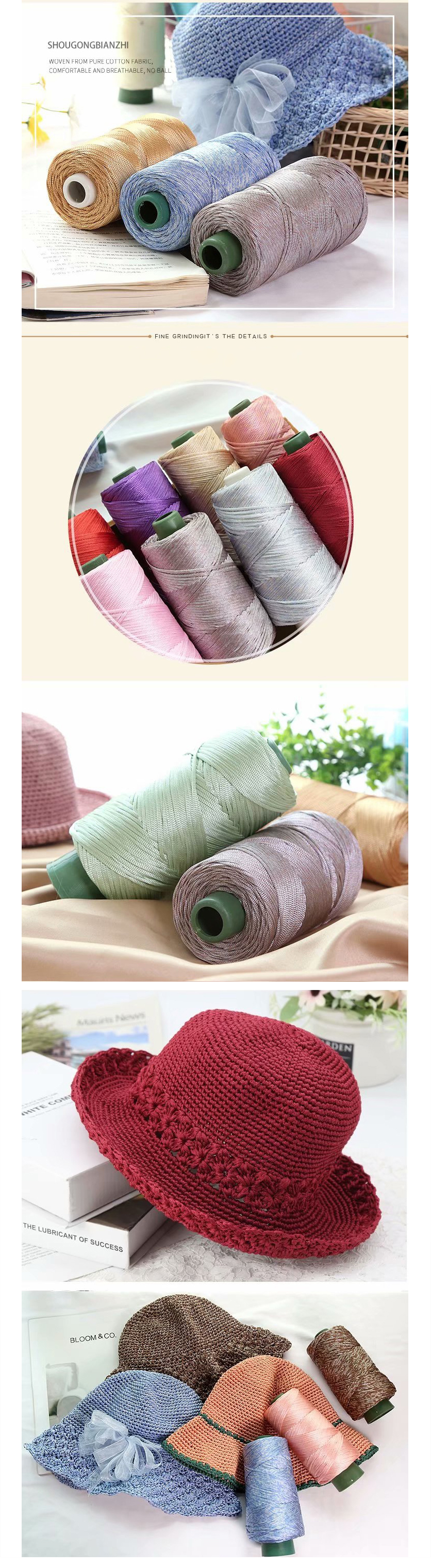 Multi Scene Crochet Tape Yarn Cotton Linen Thread Practical For Summer Hat