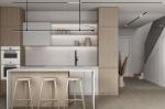 Classic White Kitchen Cabinet System Customized With Dinning Island