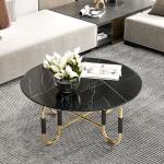 Living Room Stainless Steel Round Central coffee Table With Bright Gold Mirror