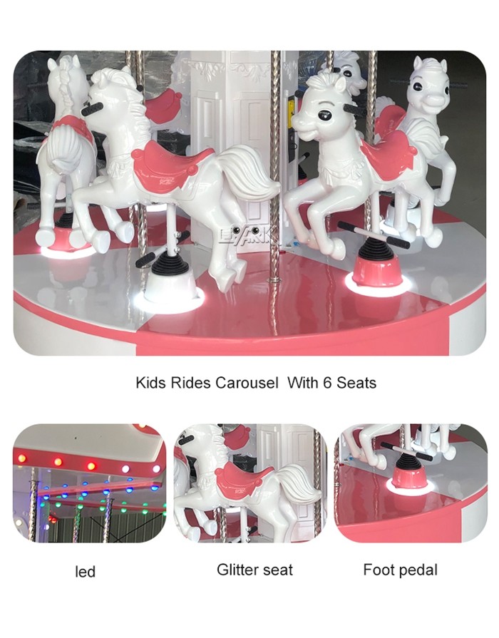 Coin Operated Kiddy Ride Machine 6 Players Angel Fiberglass Carousel Merry Go Round