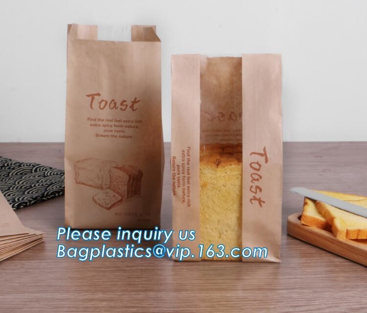 zipper. ziplock, Custom printed paper bread bags use for food packaging,Open Top Kraft Paper Laminated Foil Lined Flat B