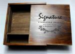 Wedding Gift Slide Top Wooden Box , Pine Square Wooden Box With Lid