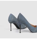 Glitter PU ODM Women Pointed Toe Pumps High Heels Rubber Bottom
