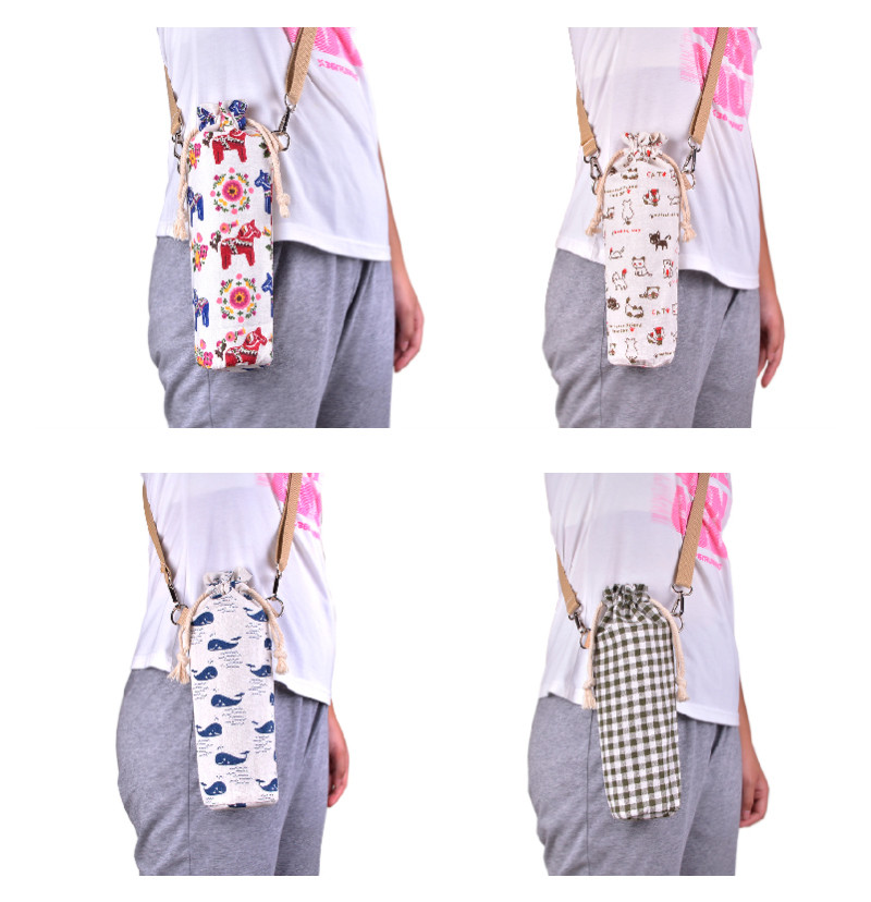 Neck Strap Cotton Canvas Wine Bottle Carry Bag