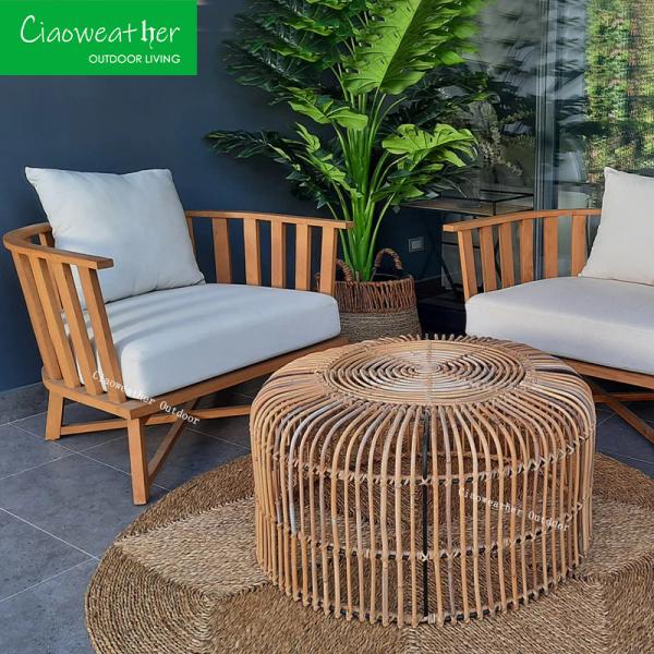 Outdoor Patio Furniture Teak Wood Garden Chaise Lounge Sofa Set with Prices and