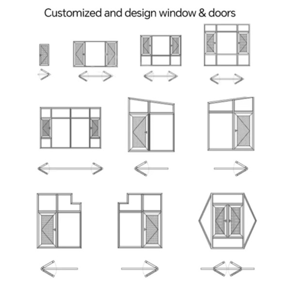 Customized Casement Window Aluminum bar for Window and Door for Villas Customized Frame
