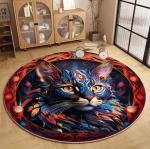 Round Cat Living Room Floor Carpets Polyester fiber 100*100cm