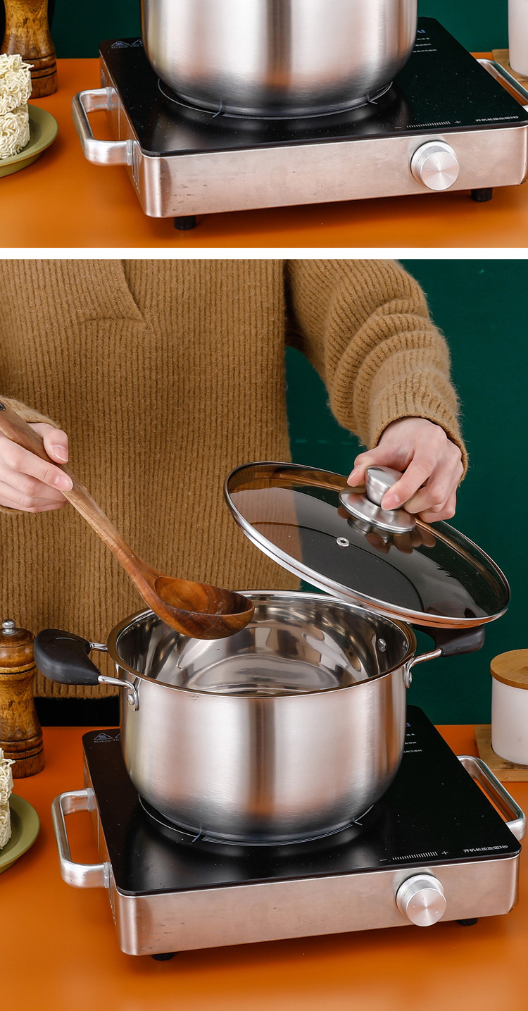 Wholesale Top Seller Double Bottom Induction Stew Pot Shabu Pot Stainless Steel Cooking Stock Soup Pot