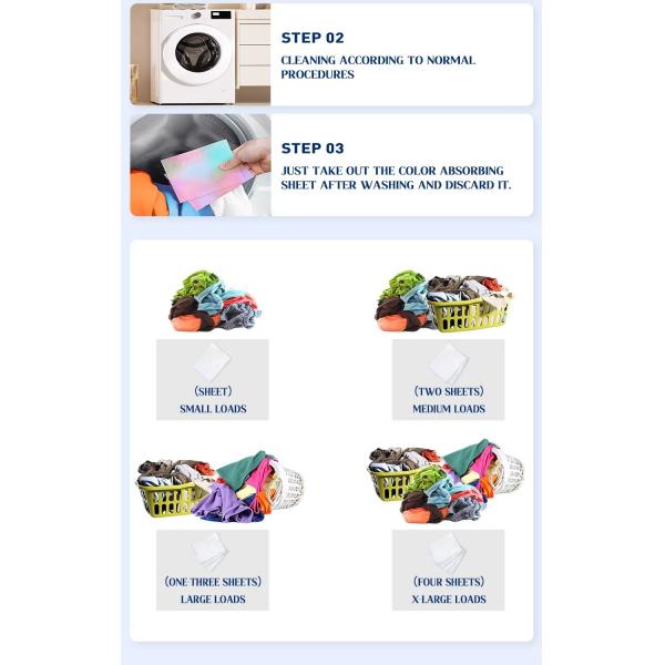 Nonwoven Fabric 30pcs Color Grabber Sheets Fresh Scent For Washing Machine