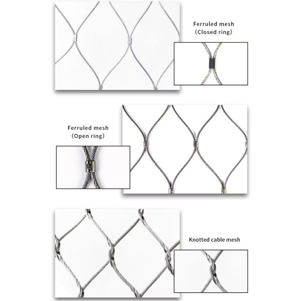 Flexible 304 316 Stainless Steel Cable Ferrule Woven Wire Rope Mesh for Bridge