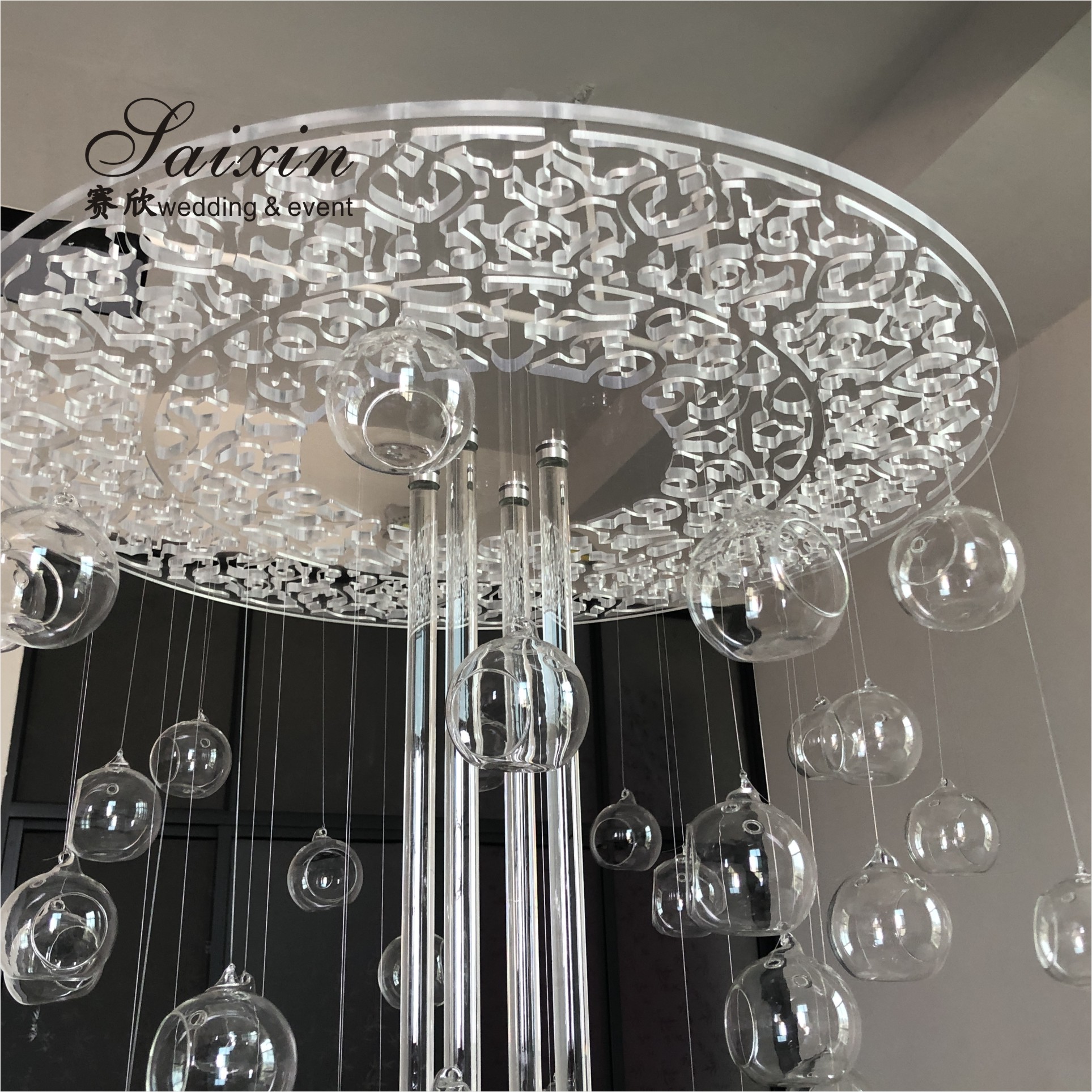 New Design Gorgeous Tables clear acrylic laser cut rectangle pedestal candle stands