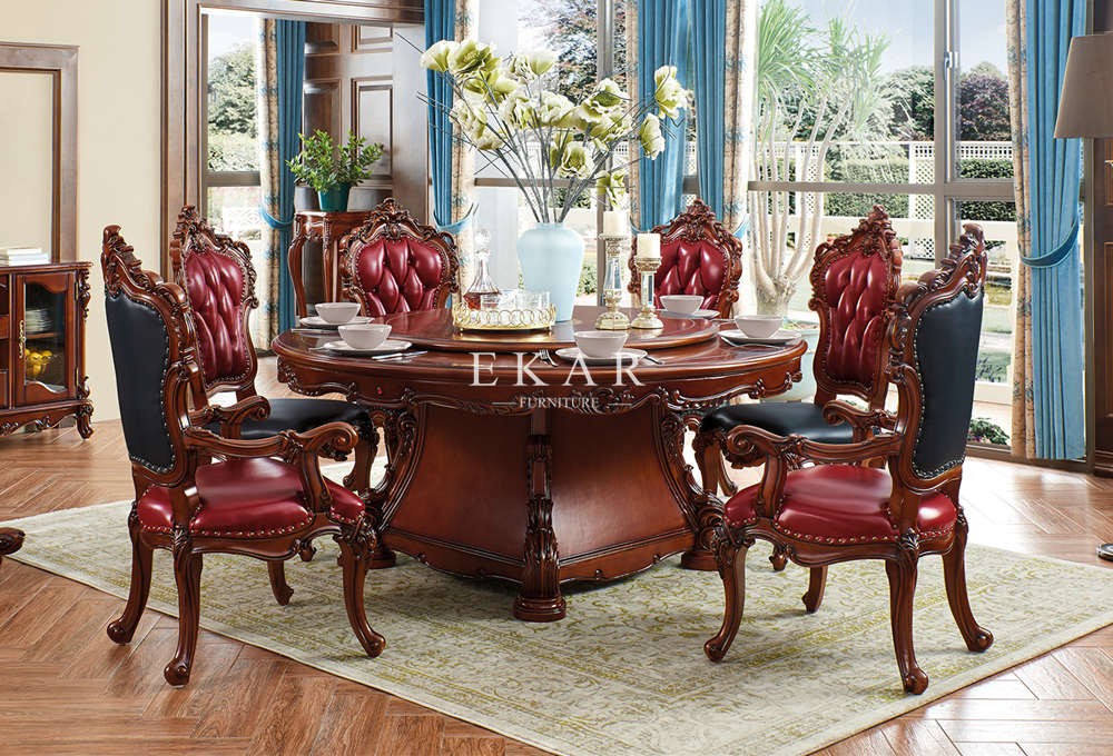 High Quality Solid Wood Upholstered Retro Leather Dining Chair