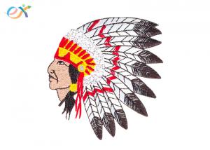 China Custom American Indian Iron On Embroidered  Patches With Laser Cut Border on sale