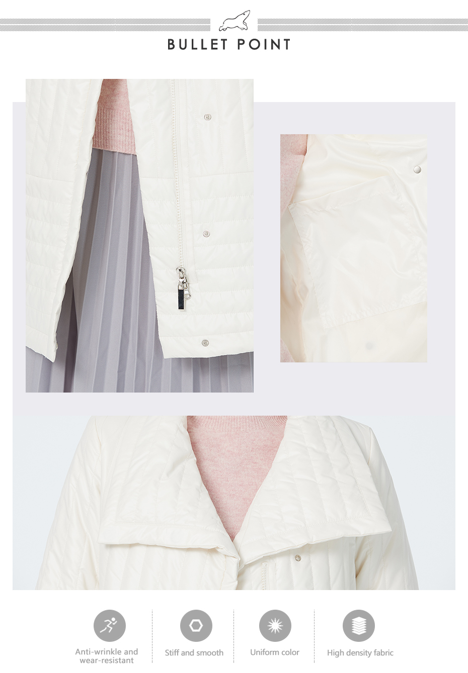 Loose Design Woman Demiseason Coat with Fashionable Elements for Layering