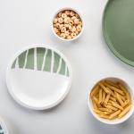 16-Piece Ceramic Dinner Set For Nordic Green And Blue Tableware In Business