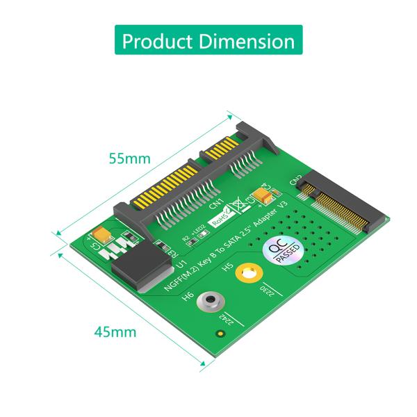 M.2 SATA SSD to SATA III 2.5-inch Adapter NGFF M.2 Key-B Expansion Card for Desktop and Laptop Supports 2230 2242mm for SATA SSD