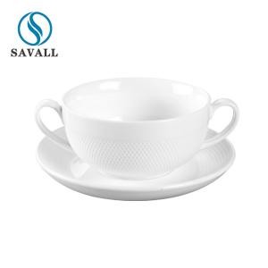 Wholesale Double Handle Porcelain Dessert Bowls Microwave Safe Spill Proof from china suppliers