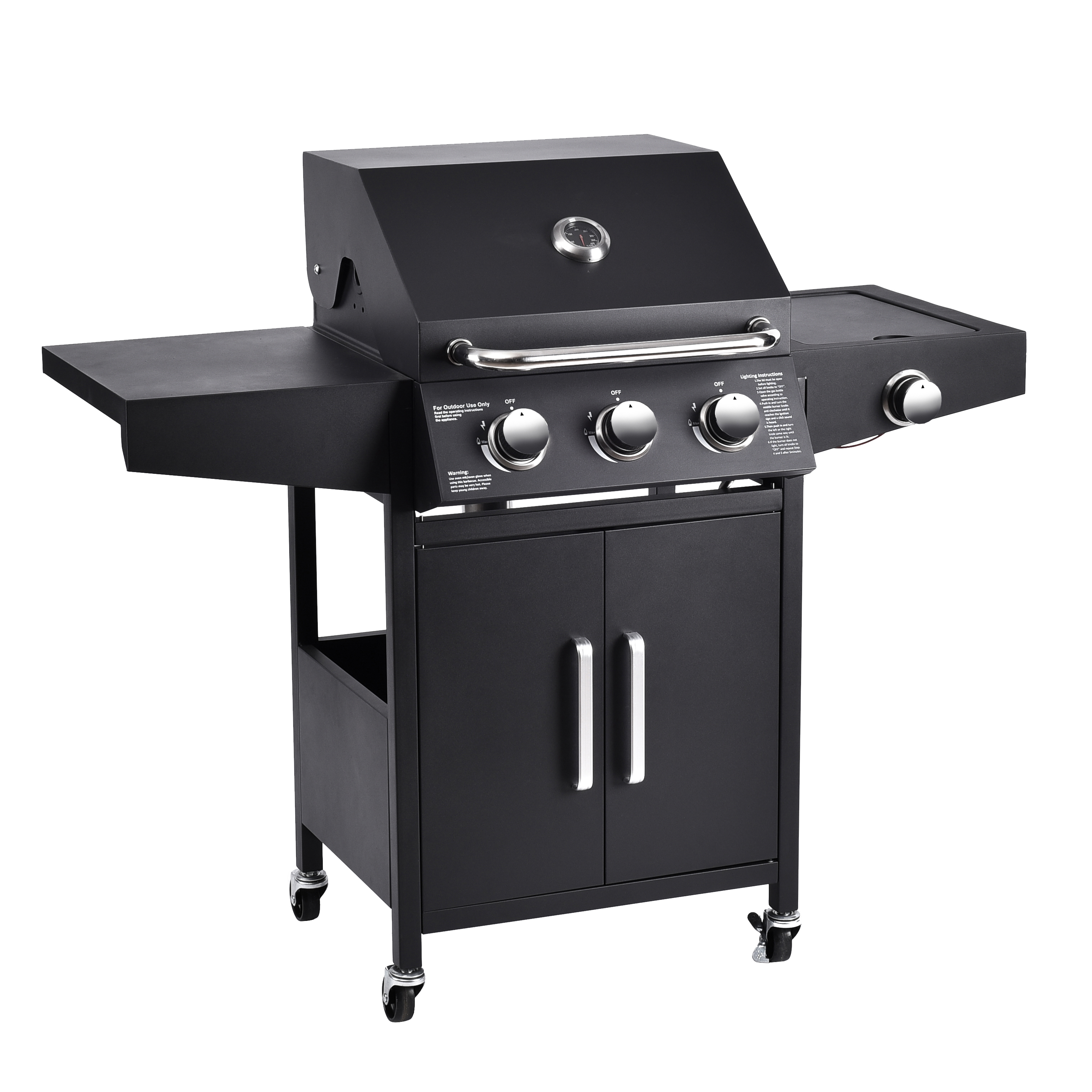 Gas Barbecue Grills Outdoor With Stove hybrid grill 3 1 burners Butane for Tailgating
