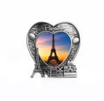 Paris France Eiffel Tower Metal Heart Shaped Picture Frame 3D Love Sunset