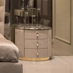 Italian Minimalist Modern Bedside Tables Titanium 3 Drawer Modern Nightstand