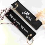 Embroidered Pet Keychain Set - "Love Me, Love My Dog" Heartbeat Design & Durable