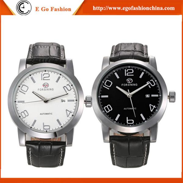 WN17 Black White Classic Watch Forsing Watches Man Genuine Leather Band Watch