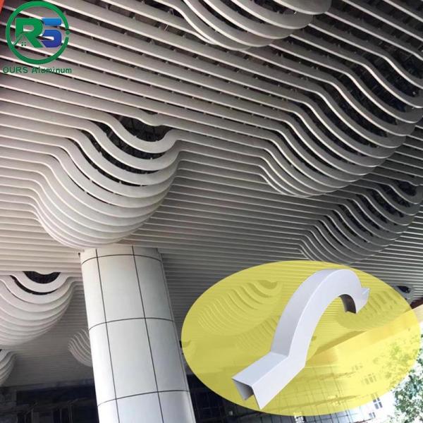 Environmental Friendly Linear Suspended Metal Ceiling 0.9mm White Aluminum