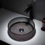 Modern Glass Vessel Basins Transparent Clear Bathroom Sink Clear Diamond Crystal