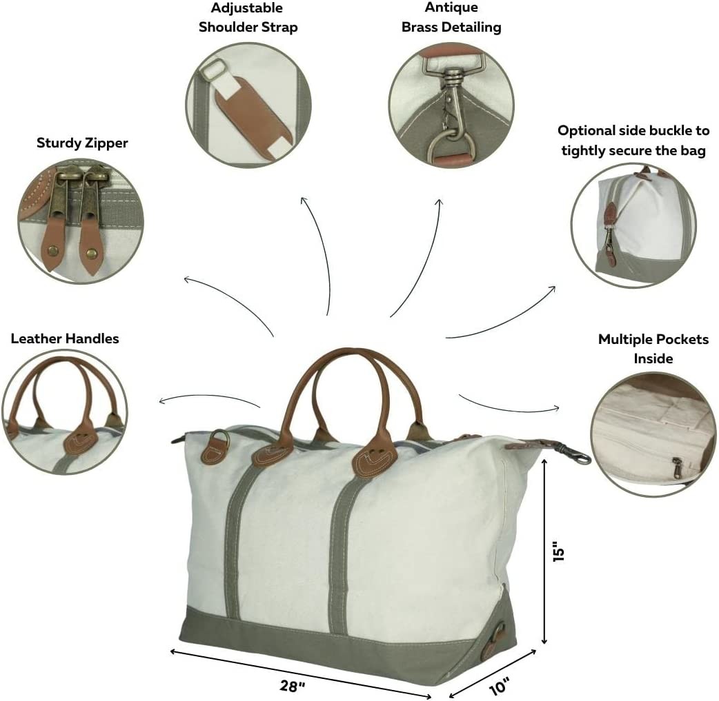 Heavy Canvas Leather Custom Travel Bag With Detachable Shoulder Strap