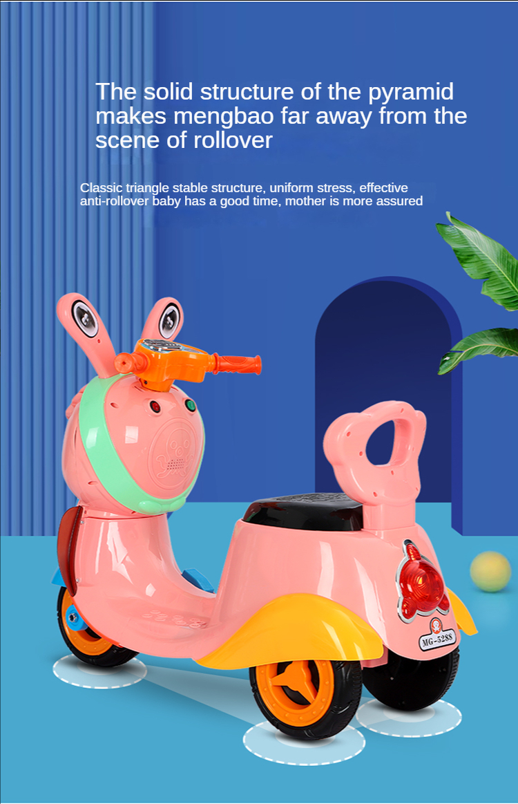 Dynamic Music Function 2022 Electric Tricycle Motorcycle Car for Kids Unisex and Fun