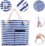 Extra Large Zipper Washable Beach Tote Two Compartment Waterproof With Front