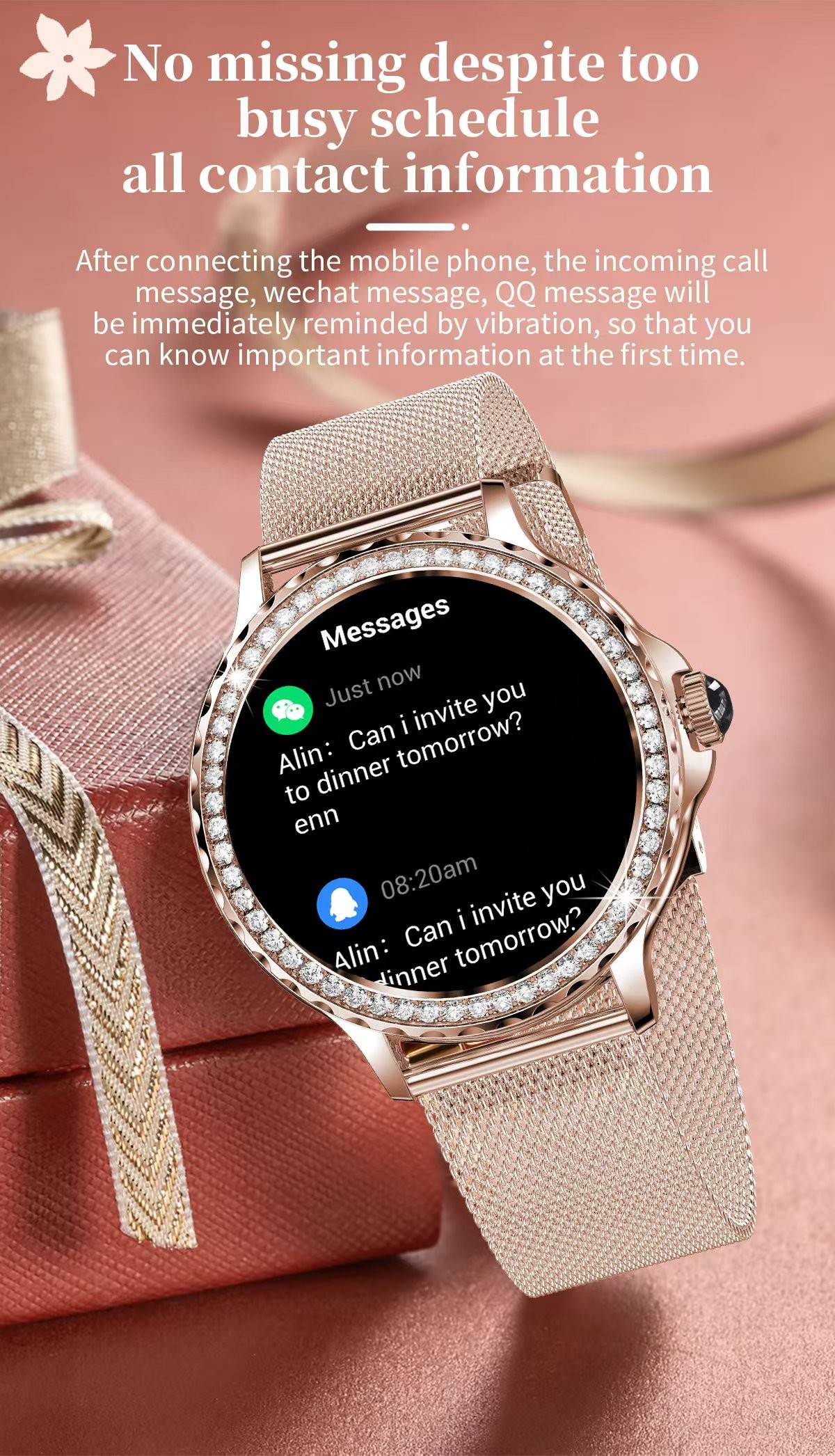 NX19 Waterproof Smart Watch Fitness Tracker 1.3 Inch Round Smartwatch For Ladies