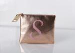 Natural Color Zipper Makeup Bag , rose gold makeup bag With Gold Foil Stamp Logo