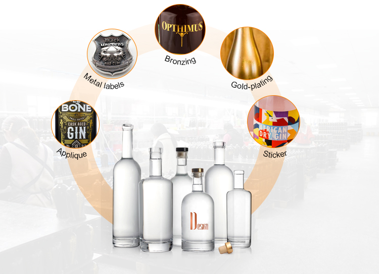 1000ml/750ml/700ml/500ml Capacity Glass Liquor Bottle for Vodka Gin Rum and More