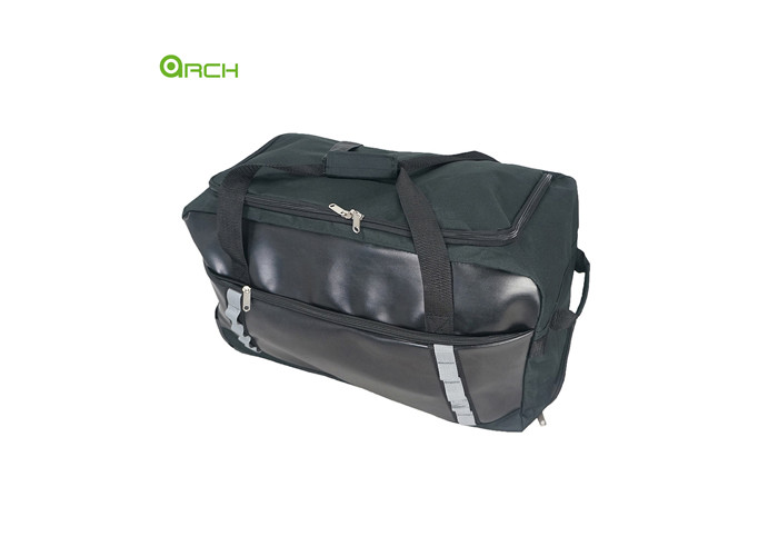 PU Polyester Silver Trolley System Wheeled Duffle Rolling Luggage Bag