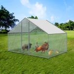 Chicken Cage Run Walk in Cage Poultry Pet Coop for Rabbit Hen House Pen Metal