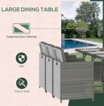 Rattan Wicker Dining Table Furniture Set Metal Lounge Lounger Ottoman Footrest