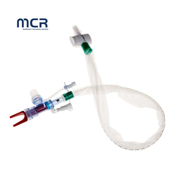 Closed Suction Catheter L-Type Automatic Flushing 10fr 72h Double Swivel Elbow